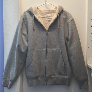 Grey Sherpa Lined Zip-up Hoodie